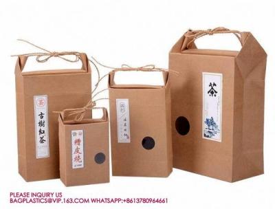 中国 Kraft Bag With String Tie Handle For Rice, Wheat Flour, Tea Leaves,Powders,Seed Packaging 販売のため