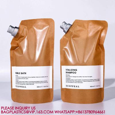 中国 OEM ODM Eco-Friendly Recyclable Kraft Spout Pouch Shampoo Skincare Lotion Refill Bag 販売のため