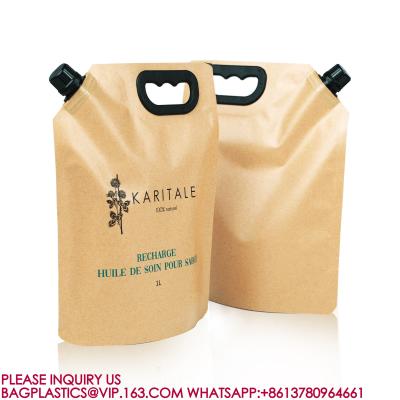 中国 Custom Printed Detergent Packaging Bag Plastic Refill Bag With Handle Kraft Spout Pouch 販売のため