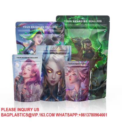 中国 Wholesale Food Clear Holographic Mylar Bags Custom Materials Smell Proof Stand Up Pouch 販売のため