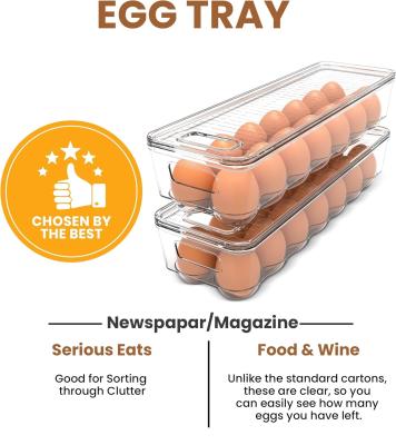 China Home Egg Container With Lid And Handle For Refrigerator Organization- Pack Of 2 - Clear Stackable Egg Holder For Kitchen Or Pantry Organizers And Storage for sale