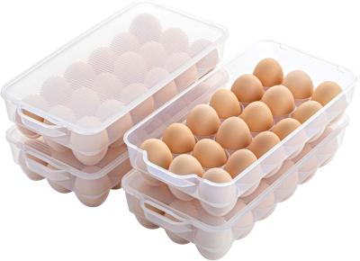 China Clear Plastic Egg Holder For Refrigerator, Stackable Egg Storage Trays With Lid & Handles, Plastic Egg Box Carrier 4 Pack, BPA-Free Egg Storage Container For 18 Eggs for sale