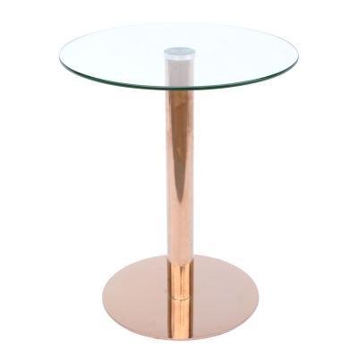 China (Size) Adjustable Stable Glastisch Edelstahl Round Glass Top Single Leg Dining Stainless Steel Coffee Table for sale