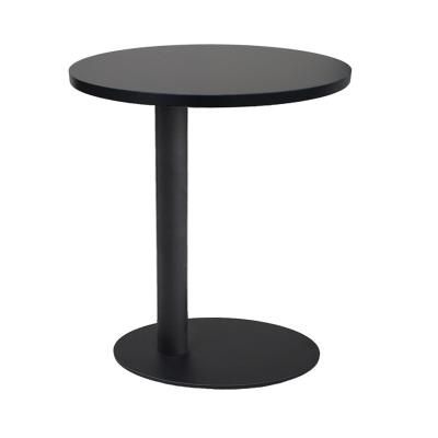 China (Height)Adjustable Best Selling Modern Black Patio Iron Side Table Luxury Cafe Snack Side Table With Wood Table Top for sale