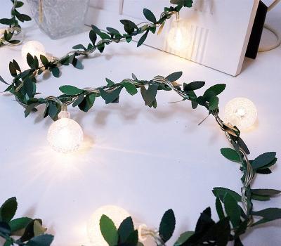 China BPA Free Led Green Leaf Rattan Star Lights DIY Garland Decoration Lights for sale