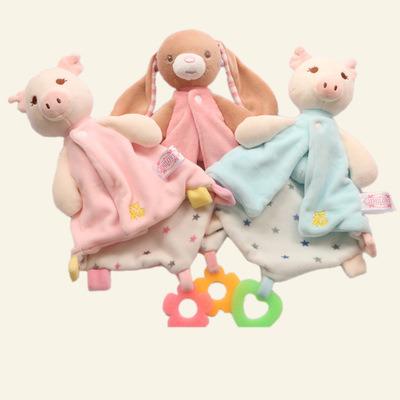 China Hotsale Eco-Friendly Cute Animal Carrying Neck Baby Bell Soothing Towel Baby Relieving Towel Toy for sale