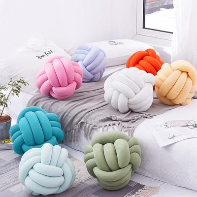 China New Danish Massage Color Ball Pillow Knotted Ball Core Handmade Cushion Sofa Pillow Cute Car Cushion for sale