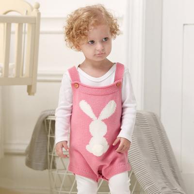 China Spring and Autumn Cartoon Rabbit Suspender Sweater Kids Eco-Friendly Baby Jumpsuit Knitted Romper for sale