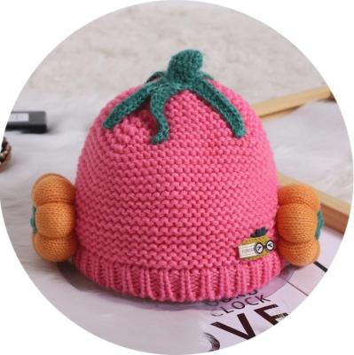 China Fashion Wholesale Cheap Kids Knit Pumpkin Hat Knitted Hat Knit Embroidered Beanie for sale