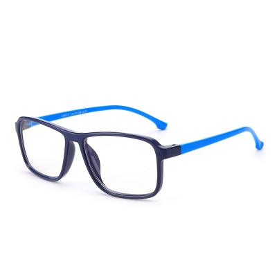 China Anti Lense Square Rubber Soft Blue Frame Teenager Children Square Glasses for sale