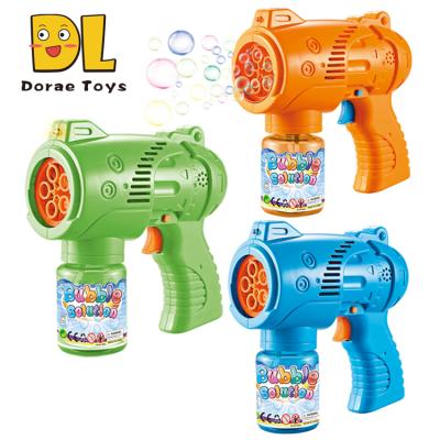 China 2021 Plastic NEW Design Automatic 2 Bubble Blower In 1 Easy Use 5 Hole Bubble Gun Toy For Kids for sale