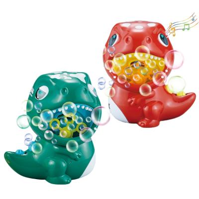 China Outdoor Play Game Dinosaur Bubble Machine for Kids Blow Continuous Bubbles Dinosaur Mouth Lights and Sound for sale