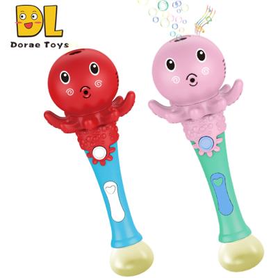 China Wholesale Outdoor Automatic Plastic Stick Toy Magic Wands Bubble Octopus Cartoon Cartoon Octopus Light Toys With Music for sale