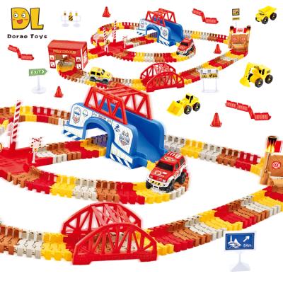 China Slot Toy CITY Rescue Race Track Car Toys for Kids BEND Race Tracks and LED Bendable Building Toy Trucks for Kids for sale