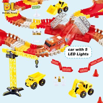 China Toy City Rescue Fire Flexible Slot Track Set LED Racing Tracks With LED Racing Cars Toys Kids Toys Educational Gifts for sale