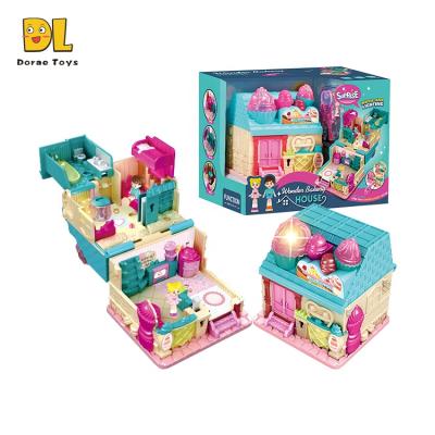 China Cute Mini House Play Set of Dolls and Accessories from DIY TOY Mini Bakery Store With Microphone with Lighting and Music for sale