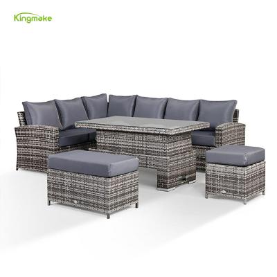 China Contemporary Traditional Luxury KD Shape Structure Outdoor Rattan Garden Furniture Sectional Wicker Sofa With High Loading Capacity for sale