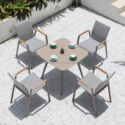 China New Arrival Leisure Furniture Set Outdoor Bistro Modern Table Aluminum Stackable Balcony Chairs For Restaurant And Cafe for sale