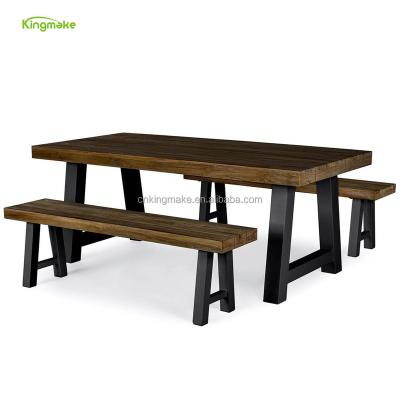 China 6 Seater Modern Classic Wooden Dining Tables and Chairs Teak Dining Table Top Teak and Chair Garden Bench Funiture Outdoor Wolid Table for sale