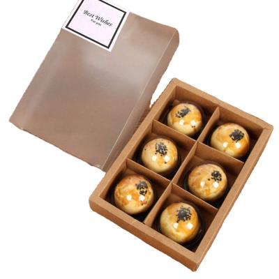 China Disposable Cupcake Boxes , Brown Kraft Paper Gift Boxes Inserts Display Racks Windows Cupcake Containers Baking Pastries Cookies for sale