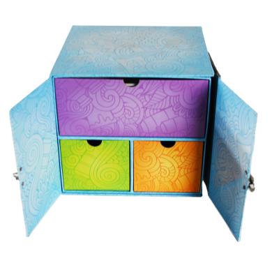 China Mithai Recycled Multifunctional Cosmetic Paper Box Gift Packaging Desktop Counter Custom Storage Cabinet Drawer Jewelry Makeup Organizer Materials for sale