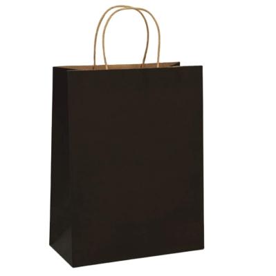 China Recycled Materials Black Paper Bags Handles Paper Shopping Bags, Bulk Gift Bags, Kraft, Party, Favor, Candy Take Out Package Packaging for sale