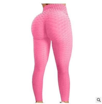 China Reversible Workout Stretch Yoga Pants Wholesale Pleated Bubble Hip Gaiters Ladies European and American High Waist Fitness Sports Gaiters for sale