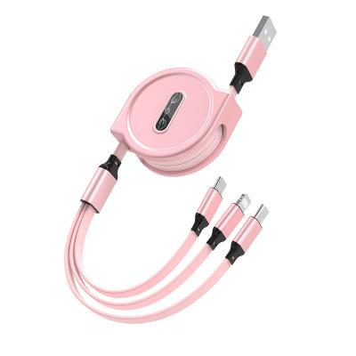 China Fashionable Promotional Retractable Charging Cable Custom Logo Video Game Player 3-in-1 USB Fast Charging Cable for sale