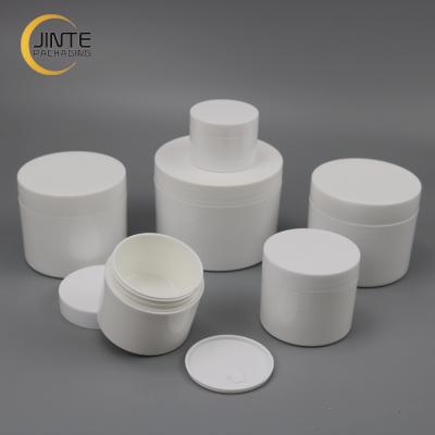 China Recyclable Cosmetic Packaging Jar Thick White Plastic White PP Double Wall Jar 50ml for sale