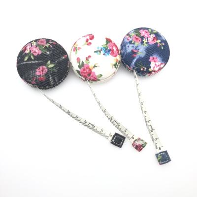 China Promotional Floral Mini Round Body Fabric Cloth Tailor Tape Measure Custom Cute Delicate Sewing Measuring Tape for sale