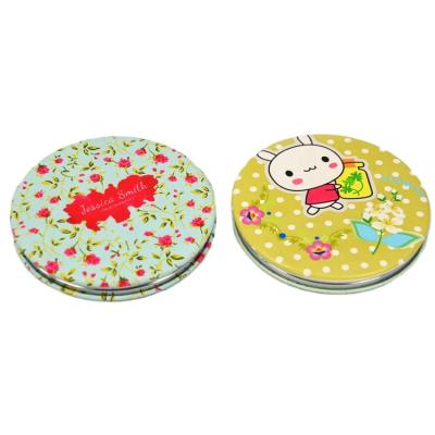 China Promotion cute cheap price round bling wooden compact mirror heart metal cosmetic makeup pocket plastic vanity mirror for sale