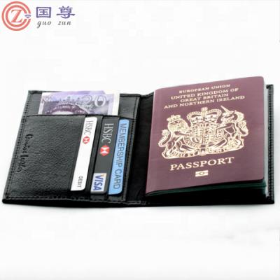 China Customized Logo Saffiano Leather Passport Cover Card Holder Passport Wallet for sale