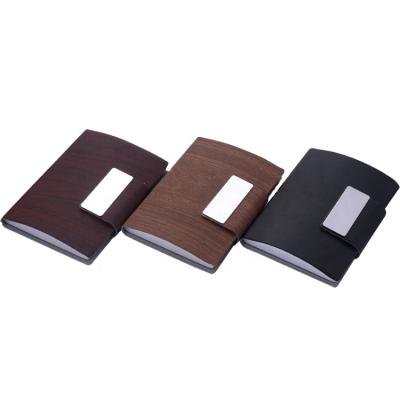 China Factory Price PU Paper Plastic Custom Genuine Leather Magnetic Business Card Business Card Holder for sale