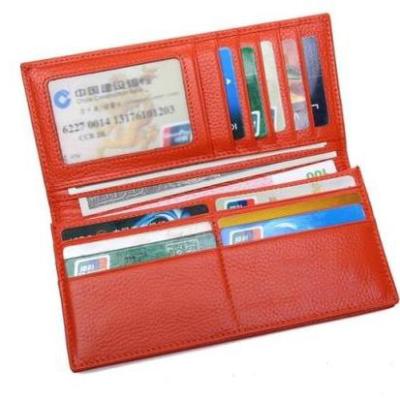 China Orange LEATHER Flexo PU / Purse / Lady Wallet With Credit Card Layers for sale