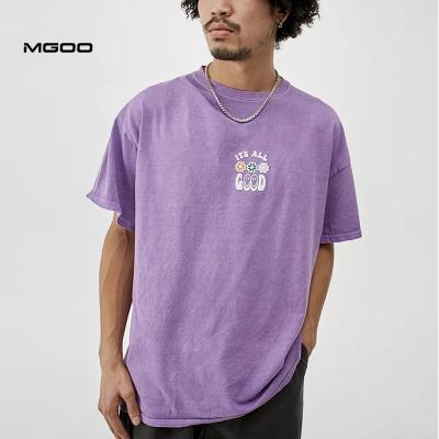 China Custom Anti-Wrinkle MGOO Pima Cotton Tee Letter Breath Printing Logo Heavy Weight Oversized Mens T-shirts for sale