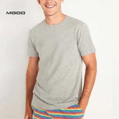 China MGOO Lightweight Anti-pilling Tank Top Tee Summer Gray T-shirt Rib-knit Crewneck Men's T-shirt Cotton Casual T-shirt for sale