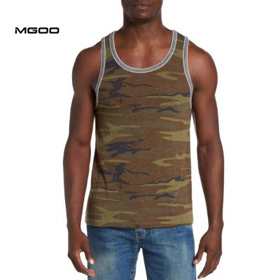 China MGOO Sportswear QUICK DRY Polyester Spandex Soft Fitted Camouflage Print Custom Tank Top for sale