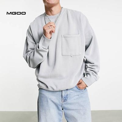 China MGOO 450 gsm heavyweight anti-pilling washed oversized sweatshirts OEM brand men's palin sweatshirts design for sale