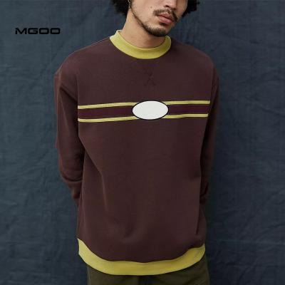 China MGOO Contrast Collar and Brim Men's Pullover Colorblock Custom Anti-pilling Band Logo Patched Sweatshirts for sale