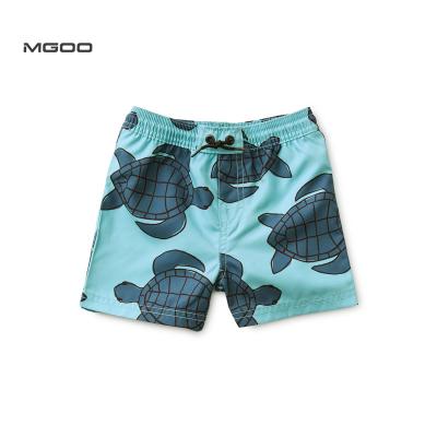 China MGOO Print Kids Turtle Viable Custom Swim Trunks Recycled Polyester Boys Beachwear for sale