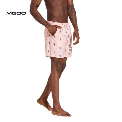 China MGOO Windproof Recycling Plastic Bottle Cloth Swim Shorts With Pockets Custom Mens 100% Polyester Swim Trunks for sale