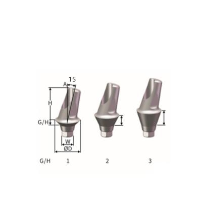 China Compitable with ITI/Nobel/Strumaun dental implant material titanium 15 degree angled cement abutment for dental implant surgery for sale