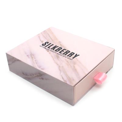 China Recycled Materials Guangzhou Factory Luxury Pink Marble Cosmetic Sliding Packaging Paper Box for sale