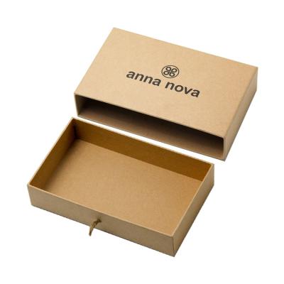 China Recycled Materials Personalized Custom Hard Rigid Brown Kraft Cardboard Sliding Gift Wrapping Paper Drawer Box for sale