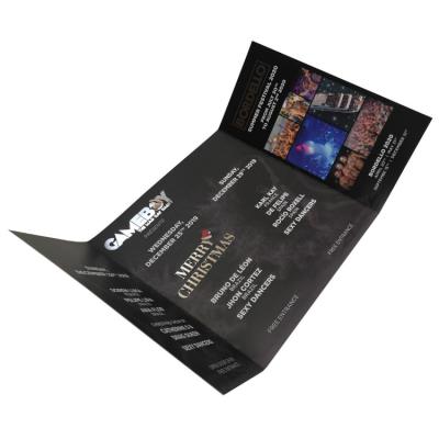 China Exhibitions / Advertising Ad Flyer Video Printing / Shopping Greeting Cards Custom Wholesale Brochures Folded Down Leaflets for sale