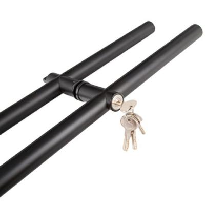 China Modern Matte Black Stainless Steel Push Powder Coated Door Handle For Sliding Glass Door Handles With Lock for sale