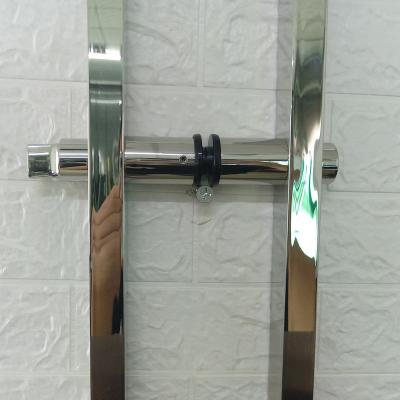 China Modern Style Square Tube 304 Stainless Steel Pull Door Handles With Lock For Big Size Glass Door for sale