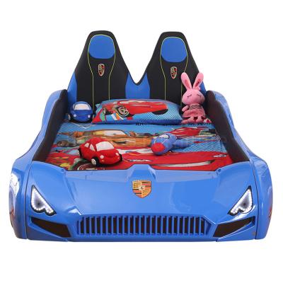 China Comfortable Kids Room Furniture Kids Racing Car Bed Blue Red Yellow Car Shape Bed With LED Light. for sale