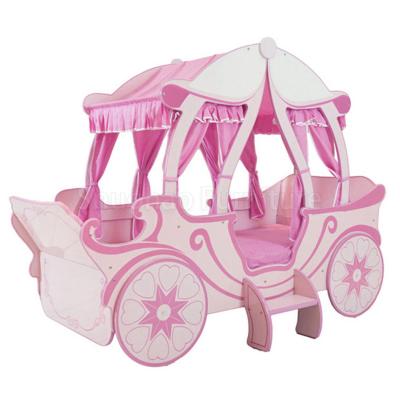 China Comfortable New Design Solid Wooden Kids Bed Room Furniture Girls Princess Pumpkin Car Bed for sale