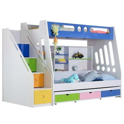 China Modern Cheap Youth Children Furniture MDF Kids Bedroom Bunk Bed With Staircase Near Blue For Boy In Foshan ShuoHao for sale